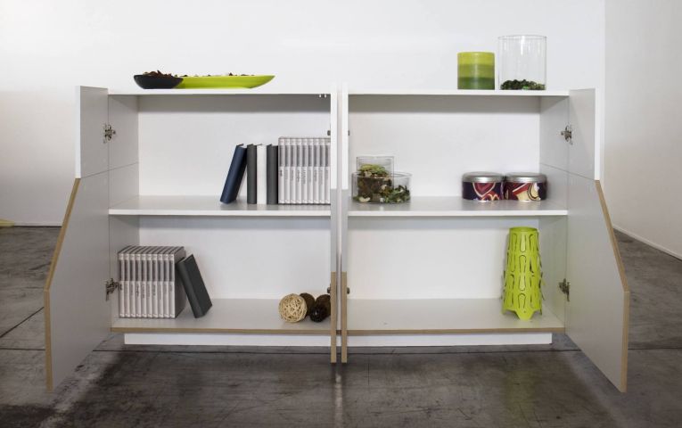Credenza bianco lucida e acero 158x43x86h cm 4 ante - Agis