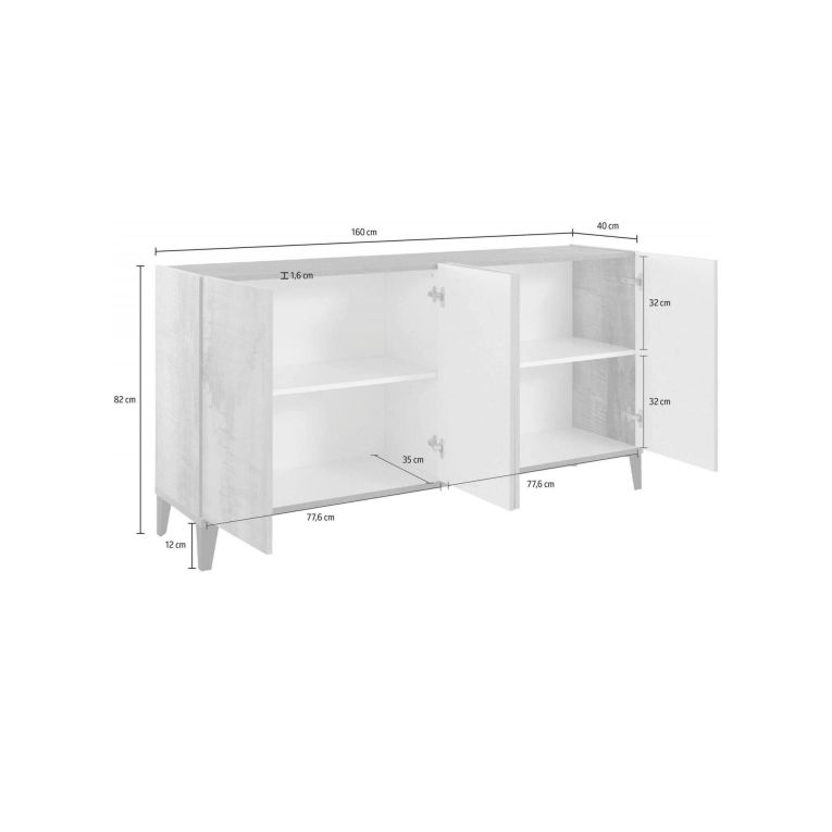Credenza bianco lucida e acero 160x40x82h cm 4 ante - Ashley