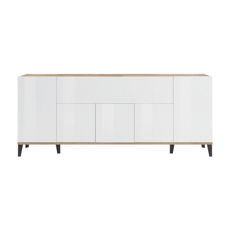 Credenza bianco lucida e acero 200x40x82h cm 6 ante - Amour
