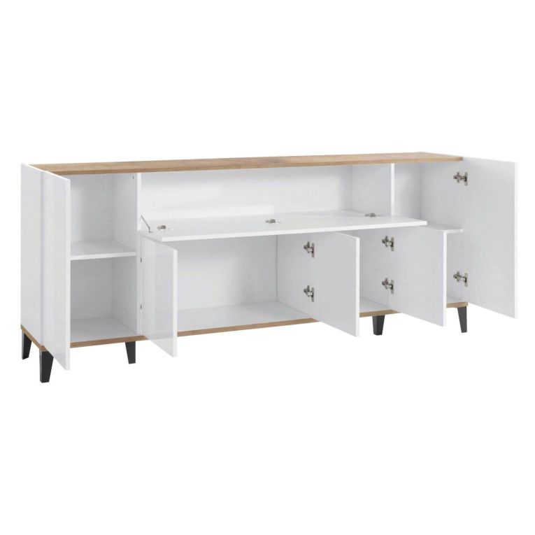 Credenza bianco lucida e acero 200x40x82h cm 6 ante - Amour
