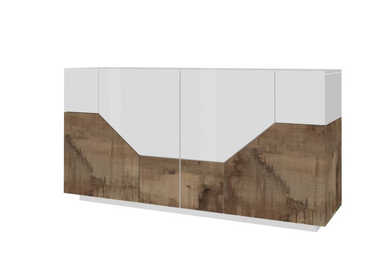 Credenza bianco lucida e acero 200x43x86h cm 4 ante - Ania