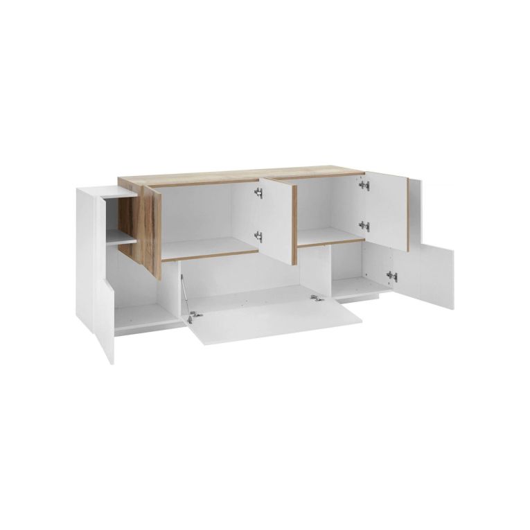 Credenza bianco lucida e acero 200x45x86h cm 7 ante - Astice