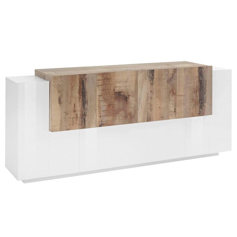 Credenza bianco lucida e acero 200x45x86h cm 7 ante - Astice