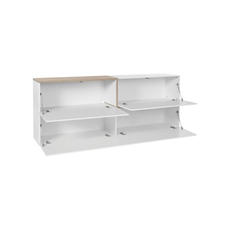 Credenza bianco lucida e acero 210x40x80h cm 4 ante - Anubi