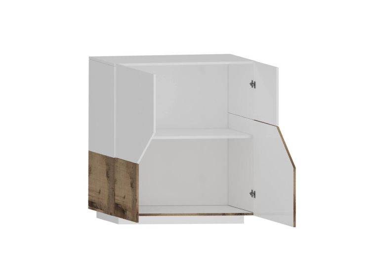 Credenza bianco lucida e acero 79x43x86h cm 2 ante - Amento
