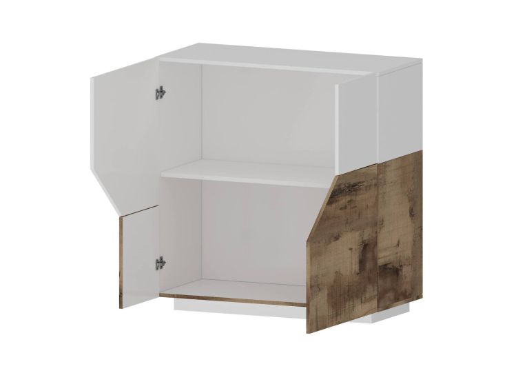 Credenza bianco lucida e acero 79x43x86h cm 2 ante - Amento