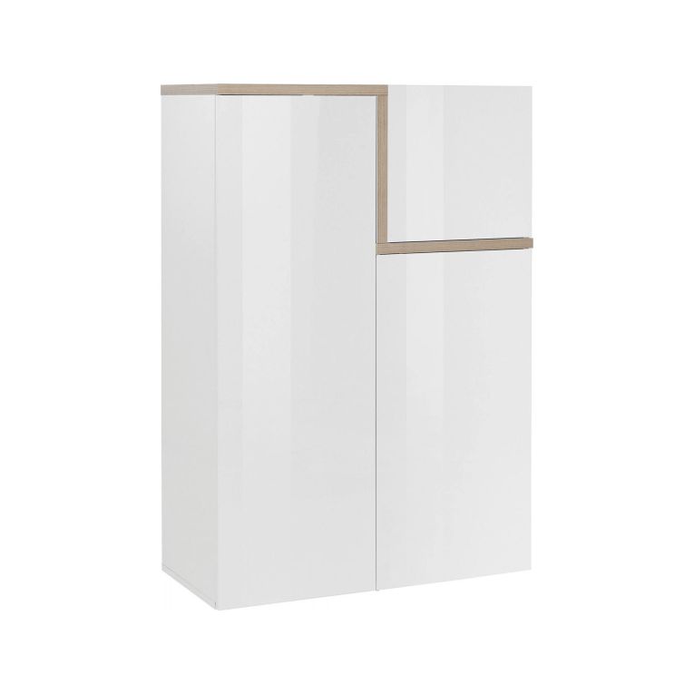 Credenza bianco lucida e acero 80x40x126h cm 3 ante - Geode