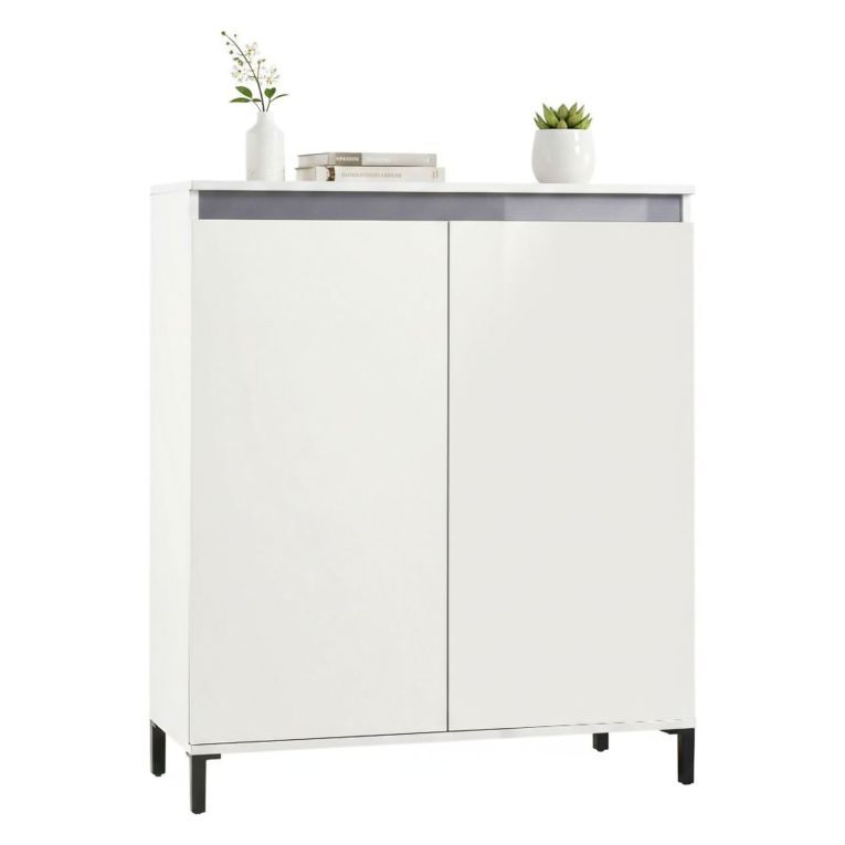 Credenza bianco lucida e antracite 100x40x110h cm 2 ante - Iwao