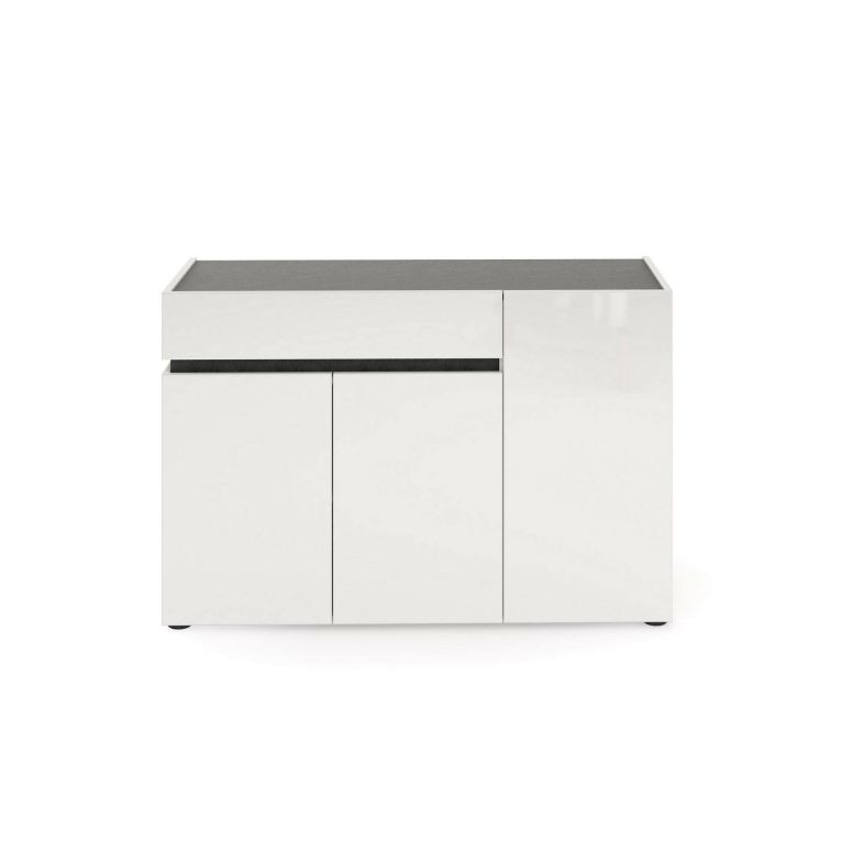 Credenza bianco lucida e antracite 120x42x80h cm 3 ante e 1 cassetto - Bajardo