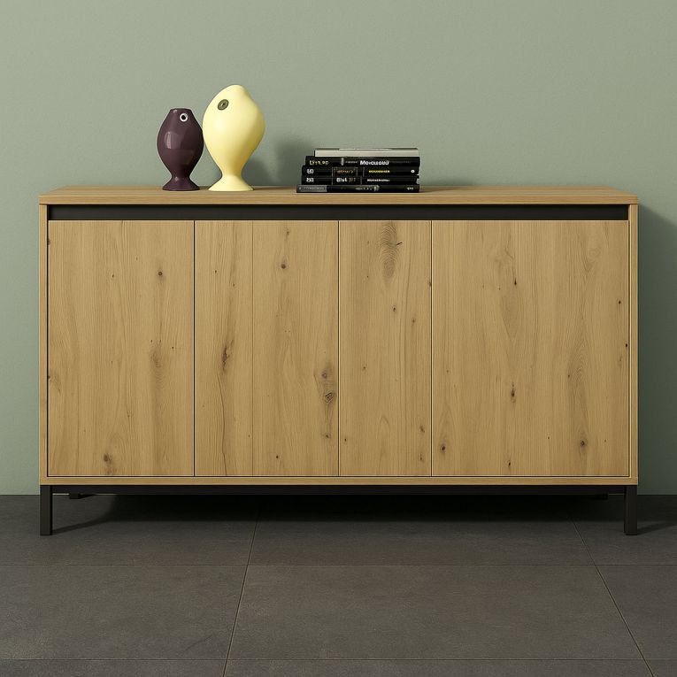 Credenza bianco lucida e antracite 138x40x90h cm 3 ante - Attilius