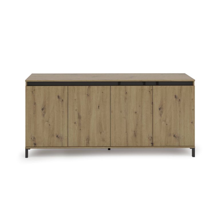 Credenza bianco lucida e antracite 184x40x84h cm 4 ante - Basiano