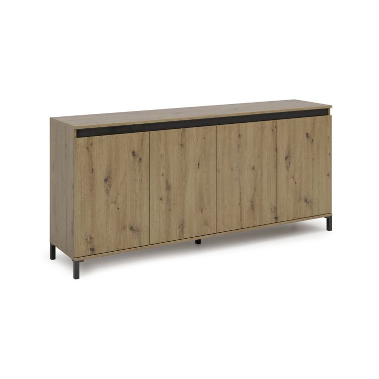 Credenza bianco lucida e antracite 184x40x84h cm 4 ante - Basiano