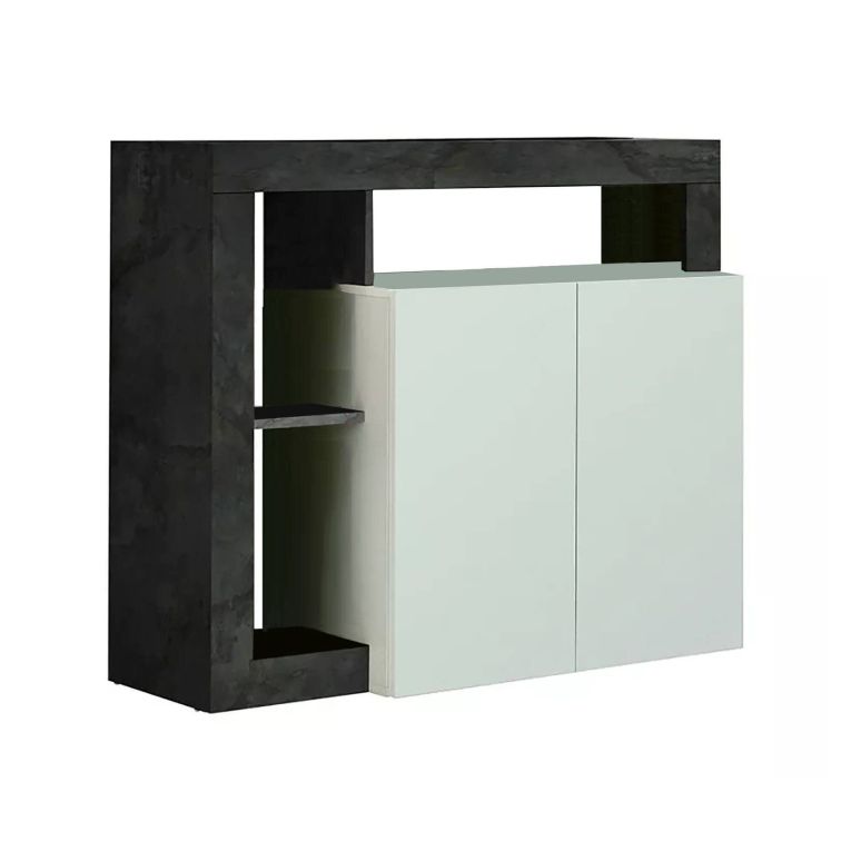Credenza bianco lucida e ardesia 108x42x93h cm 2 ante - Atlantica