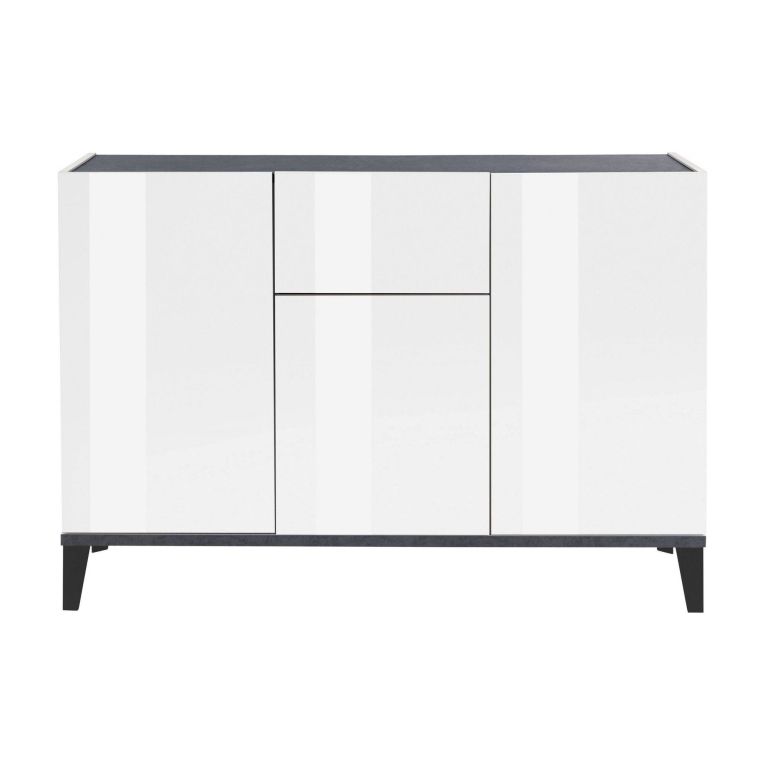 Credenza bianco lucida e ardesia 120x40x82h cm 3 ante e 1 cassetto - Albatross