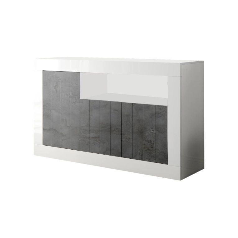 Credenza bianco lucida e ardesia 138x42x86h cm 3 ante - Dolphin