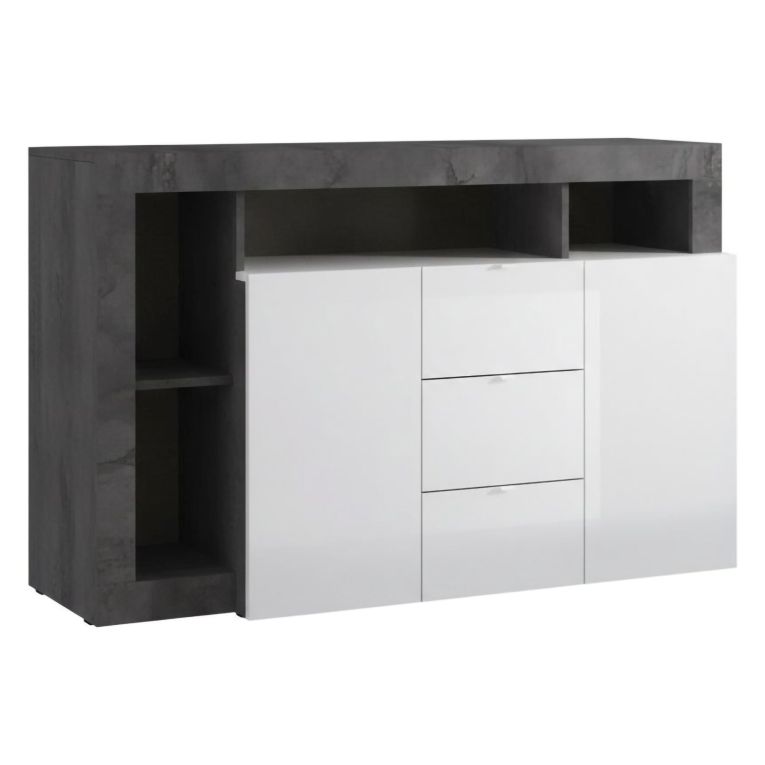 Credenza bianco lucida e ardesia 146x42x93h cm 2 ante - Atlantica