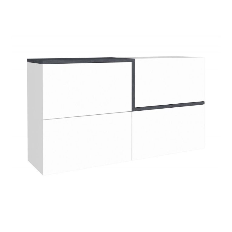 Credenza bianco lucida e ardesia 150x40x80h cm 4 ante - Amici