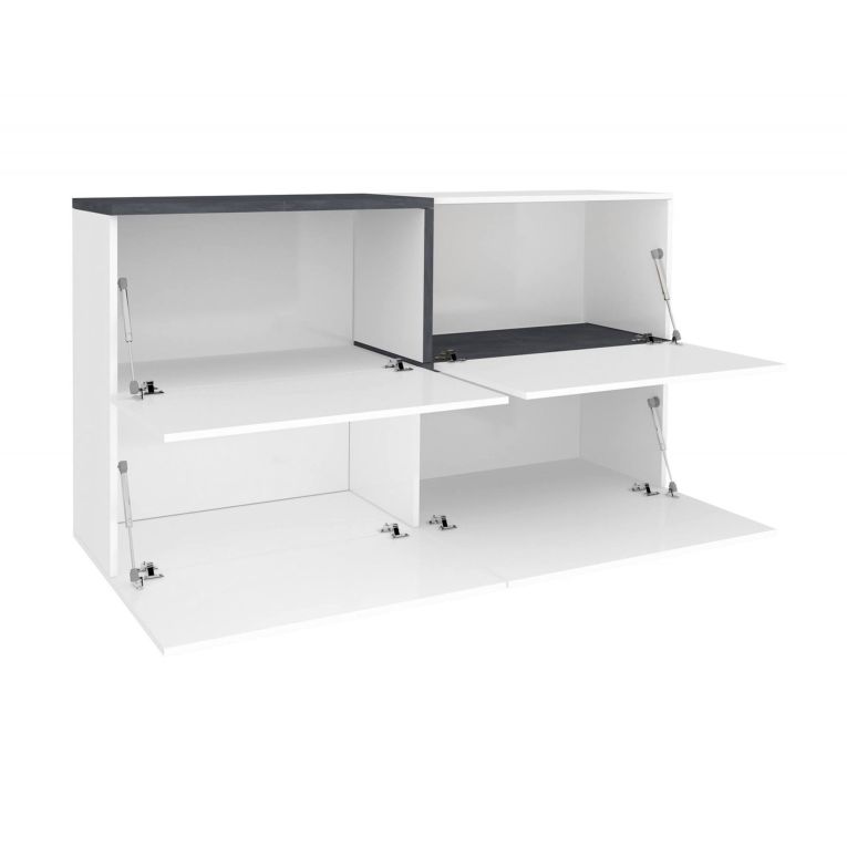 Credenza bianco lucida e ardesia 150x40x80h cm 4 ante - Amici
