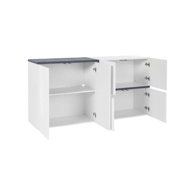 Credenza bianco lucida e ardesia 160x40x80h cm 6 ante - Arrak