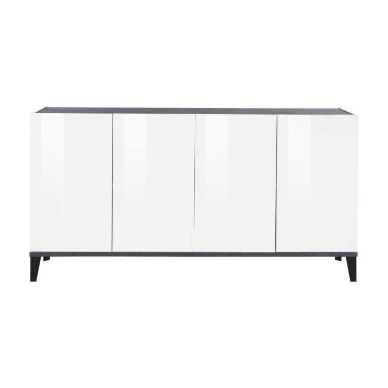 Credenza bianco lucida e ardesia 160x40x82h cm 4 ante - Ashley