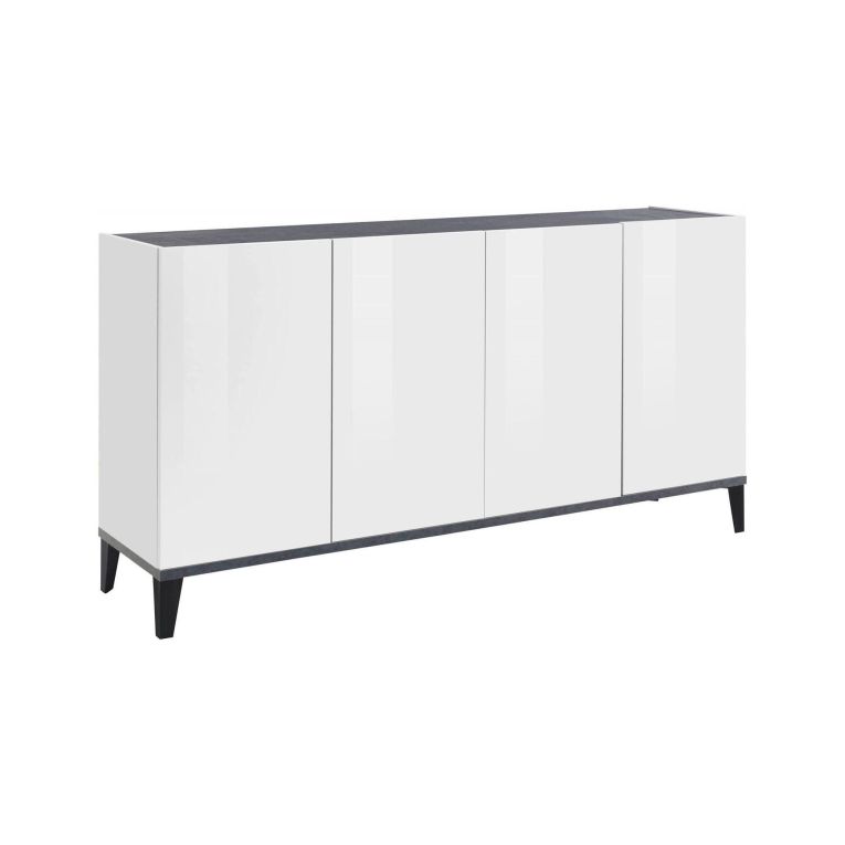 Credenza bianco lucida e ardesia 160x40x82h cm 4 ante - Ashley