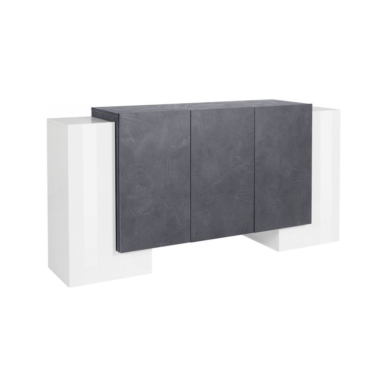 Credenza bianco lucida e ardesia 170x45x85h cm 5 ante - Arek