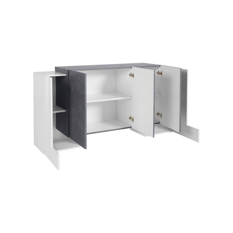 Credenza bianco lucida e ardesia 170x45x85h cm 5 ante - Arek