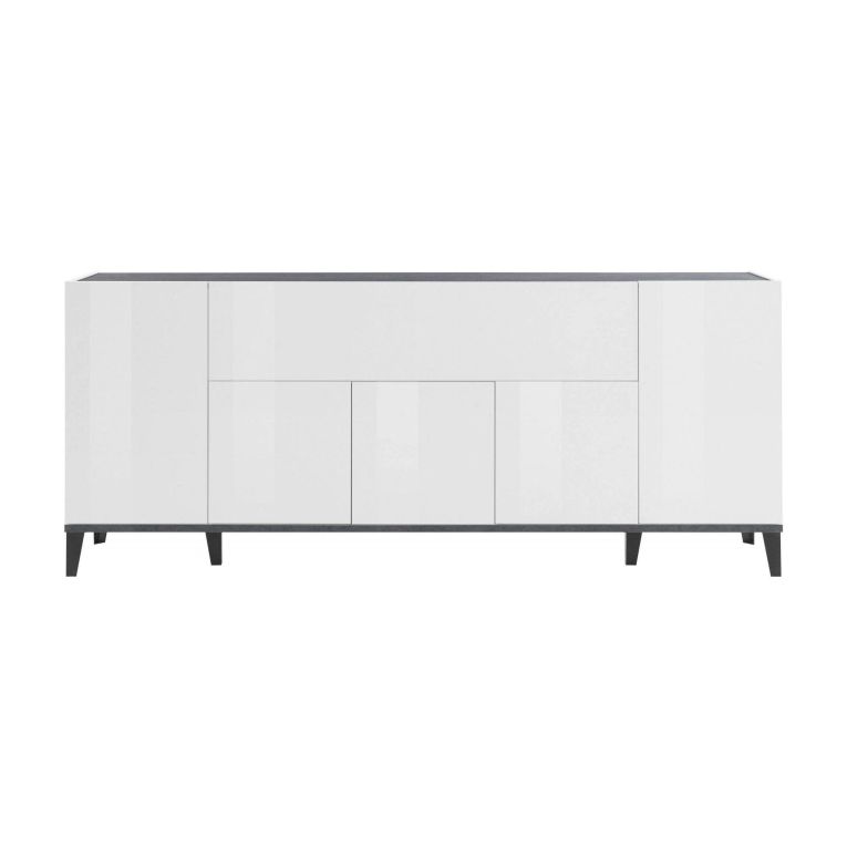 Credenza bianco lucida e ardesia 200x40x82h cm 6 ante - Amour
