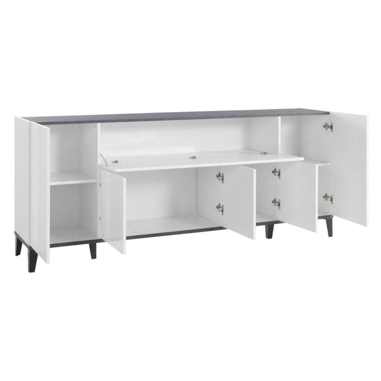 Credenza bianco lucida e ardesia 200x40x82h cm 6 ante - Amour