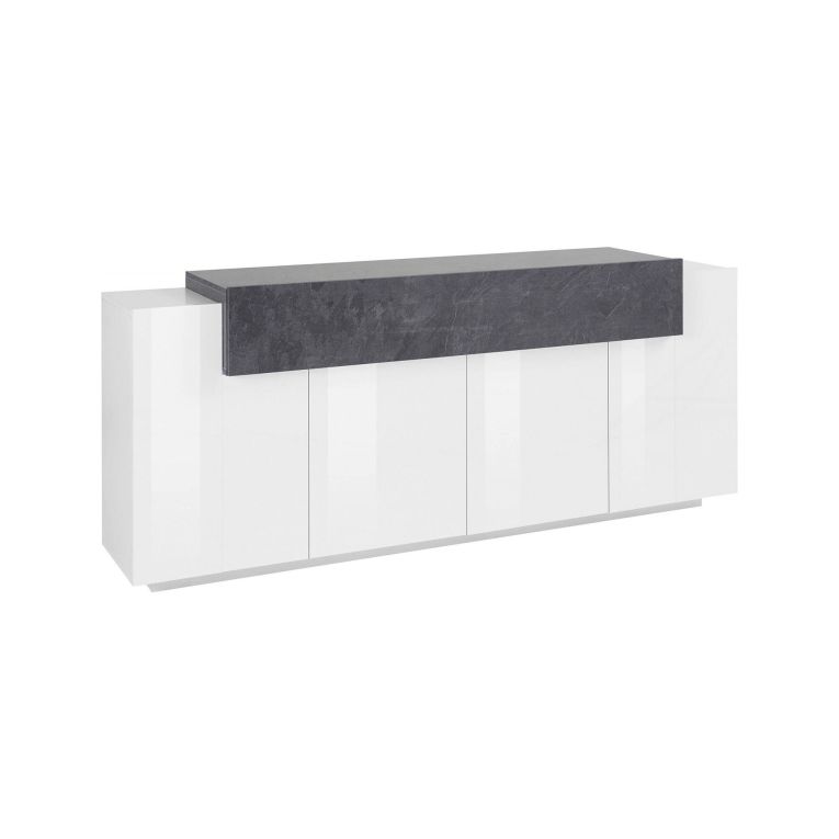 Credenza bianco lucida e ardesia 200x45x85h cm 5 ante - Discordia