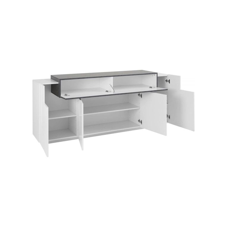 Credenza bianco lucida e ardesia 200x45x85h cm 5 ante - Discordia