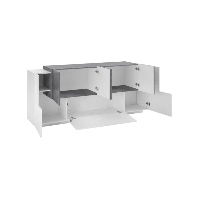 Credenza bianco lucida e ardesia 200x45x86h cm 7 ante - Astice