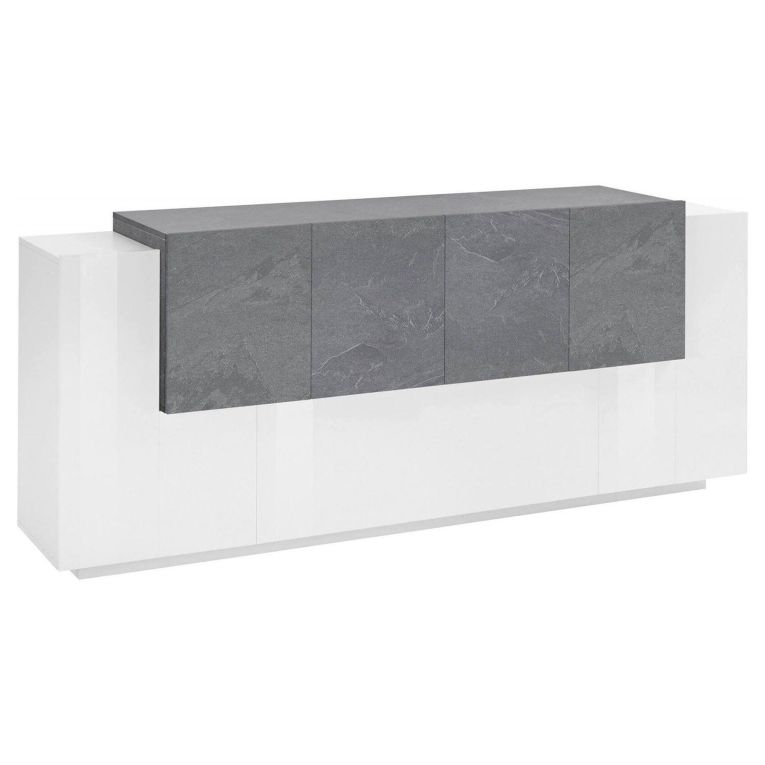 Credenza bianco lucida e ardesia 200x45x86h cm 7 ante - Astice