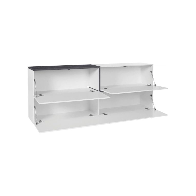 Credenza bianco lucida e ardesia 210x40x80h cm 4 ante - Anubi