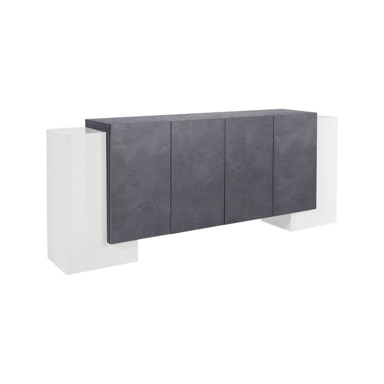 Credenza bianco lucida e ardesia 210x45x85h cm 6 ante - Hades