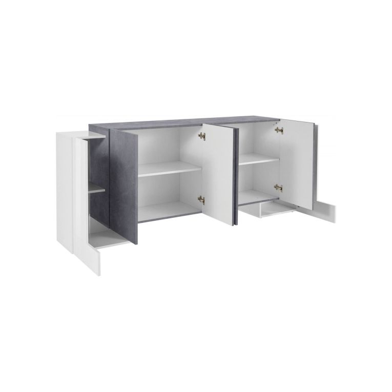 Credenza bianco lucida e ardesia 210x45x85h cm 6 ante - Hades