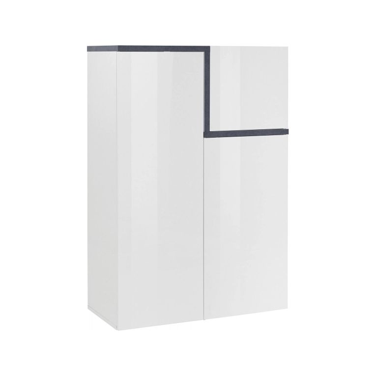 Credenza bianco lucida e ardesia 80x40x126h cm 3 ante - Geode