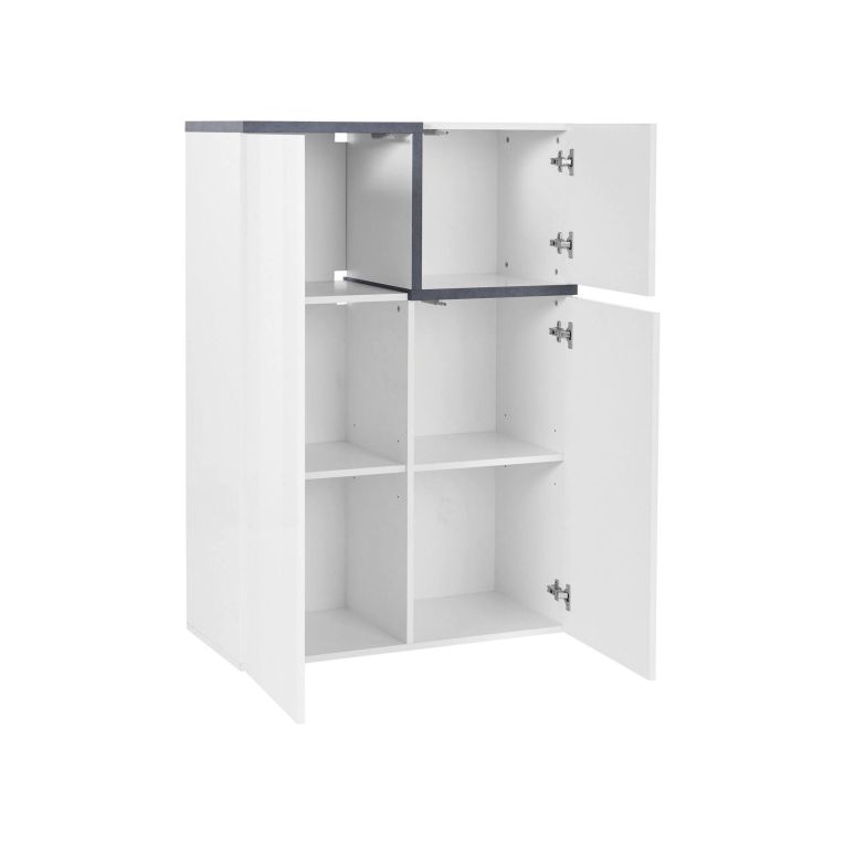 Credenza bianco lucida e ardesia 80x40x126h cm 3 ante - Geode