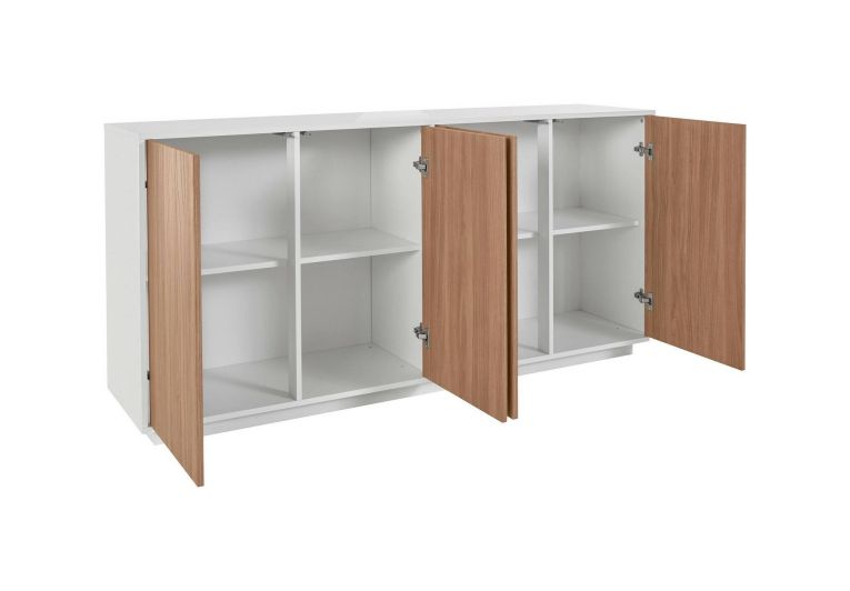 Credenza bianco lucida e noce 180x41x86h cm 4 ante - Aulina