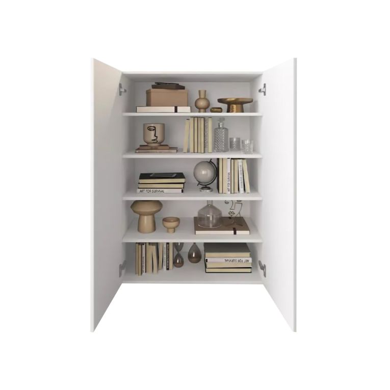 Credenza Bianco Lucido 4 Ripiani 5 Vani 78x36x115.5h cm, 2 Ante - Itala