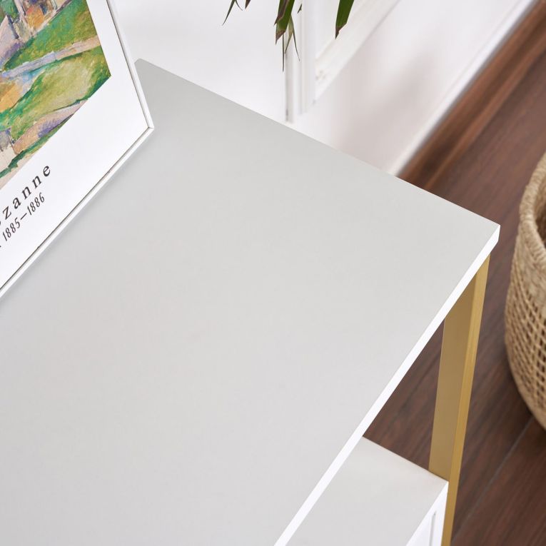 Credenza Bianco Lucido Nero 2 Ripiani 3 Vani 120x30x77h cm, 3 Ante - Noda