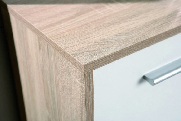 Credenza Bianco Marrone Quercia 2 Cassetti Apertura Battente 77x30x77h cm, 3 Ante - Piglio