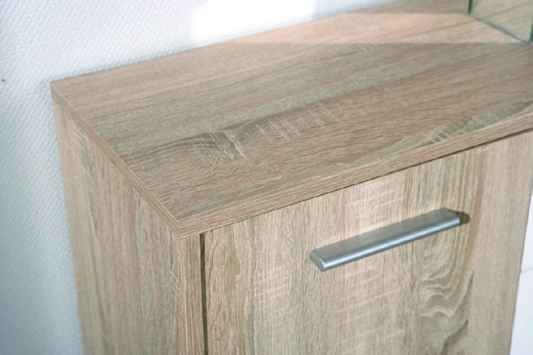 Credenza Bianco Marrone Quercia 2 Cassetti Apertura Battente, Scorrevole 115x30x77h cm, 5 Ante - Pianisi