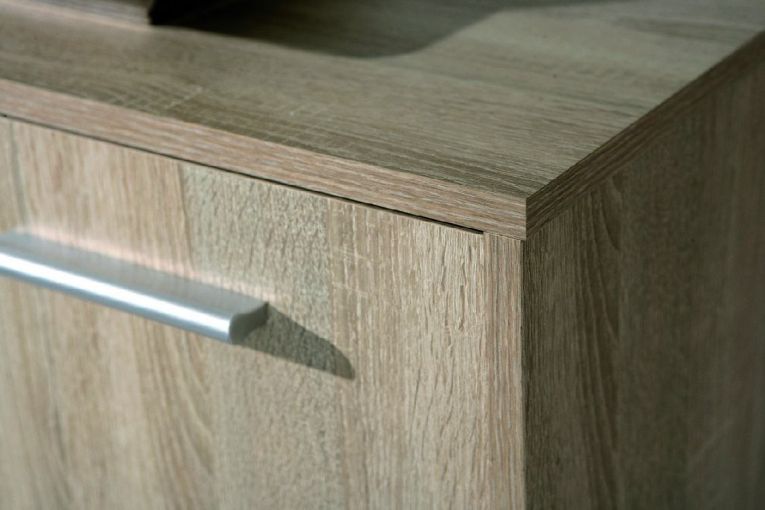 Credenza Bianco Marrone Quercia Apertura Battente 6 Ante 77x30x115h cm, 6 Vani - Dresano