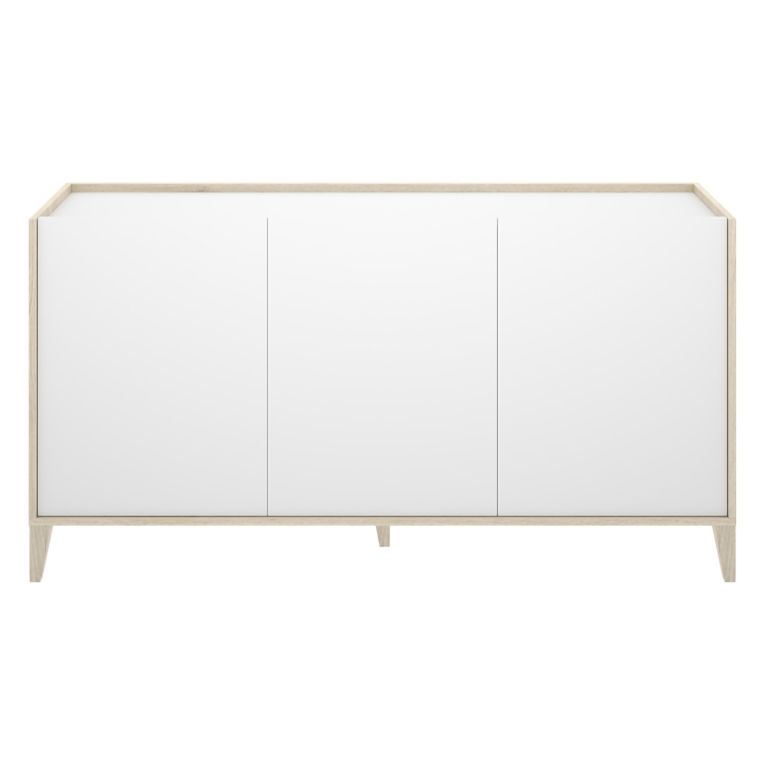 Credenza Bianco Marrone Rovere 2 Ripiani 3 Ante 40x150x78h cm, con Piedini - Caribou