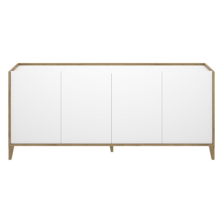 Credenza Bianco Marrone Rovere 2 Ripiani 4 Vani 40x184x78h cm, 4 Ante - Chanute