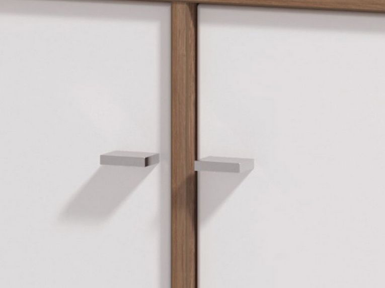 Credenza Bianco Marrone Rovere Nodi 3 Cassetti 2 Ripiani 162x40x85h cm, Apertura Battente e Scorrevole - Ete
