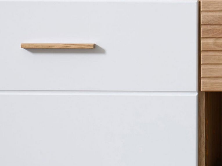 Credenza Bianco Marrone Rovere Nodi un Cassetto 3 Ripiani 173x41.5x87.5h cm, Apertura Battente, a Ribalta, Scorrevole - Morlupo