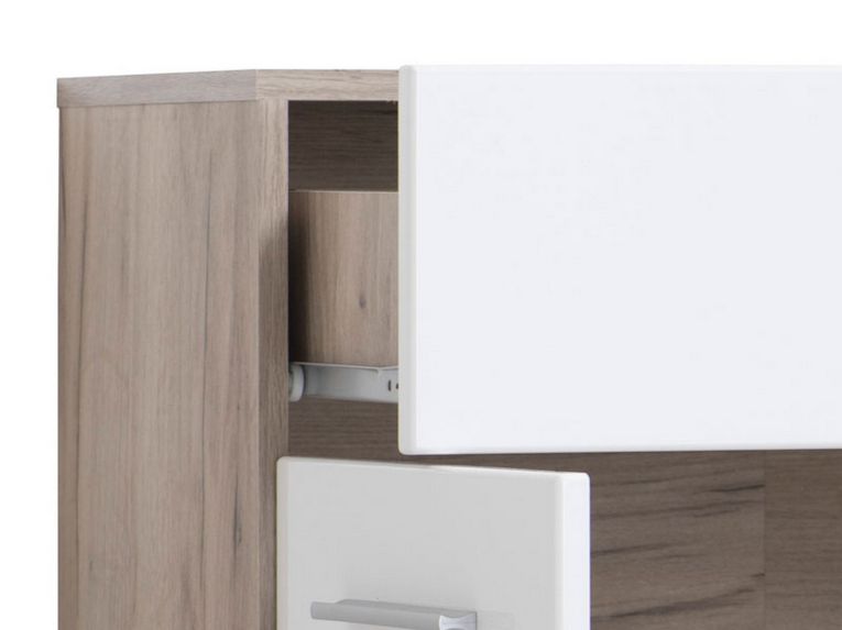 Credenza Bianco Marrone Rovere un Cassetto 2 Ripiani 79x35x97.5h cm, Apertura Battente e Scorrevole - Verduno