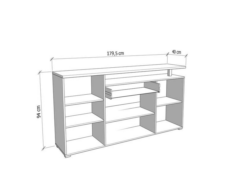 Credenza Bianco Marrone Rovere un Cassetto 5 Ripiani 179.5x40x94h cm, Apertura Battente e Scorrevole - Levate